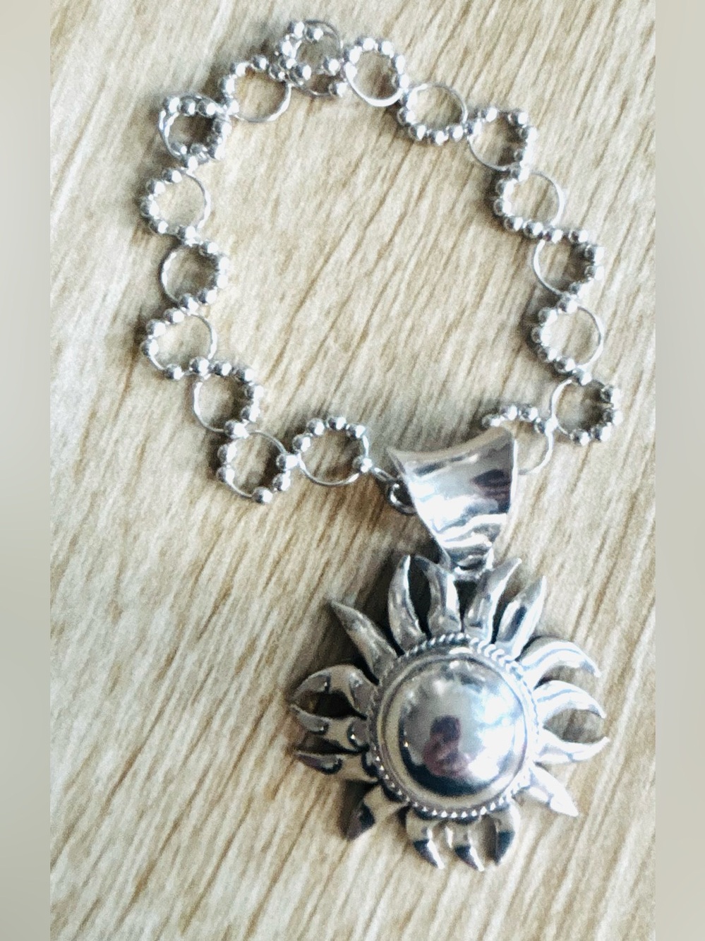 Sterling Silver Sunburst Pendant Bracelet